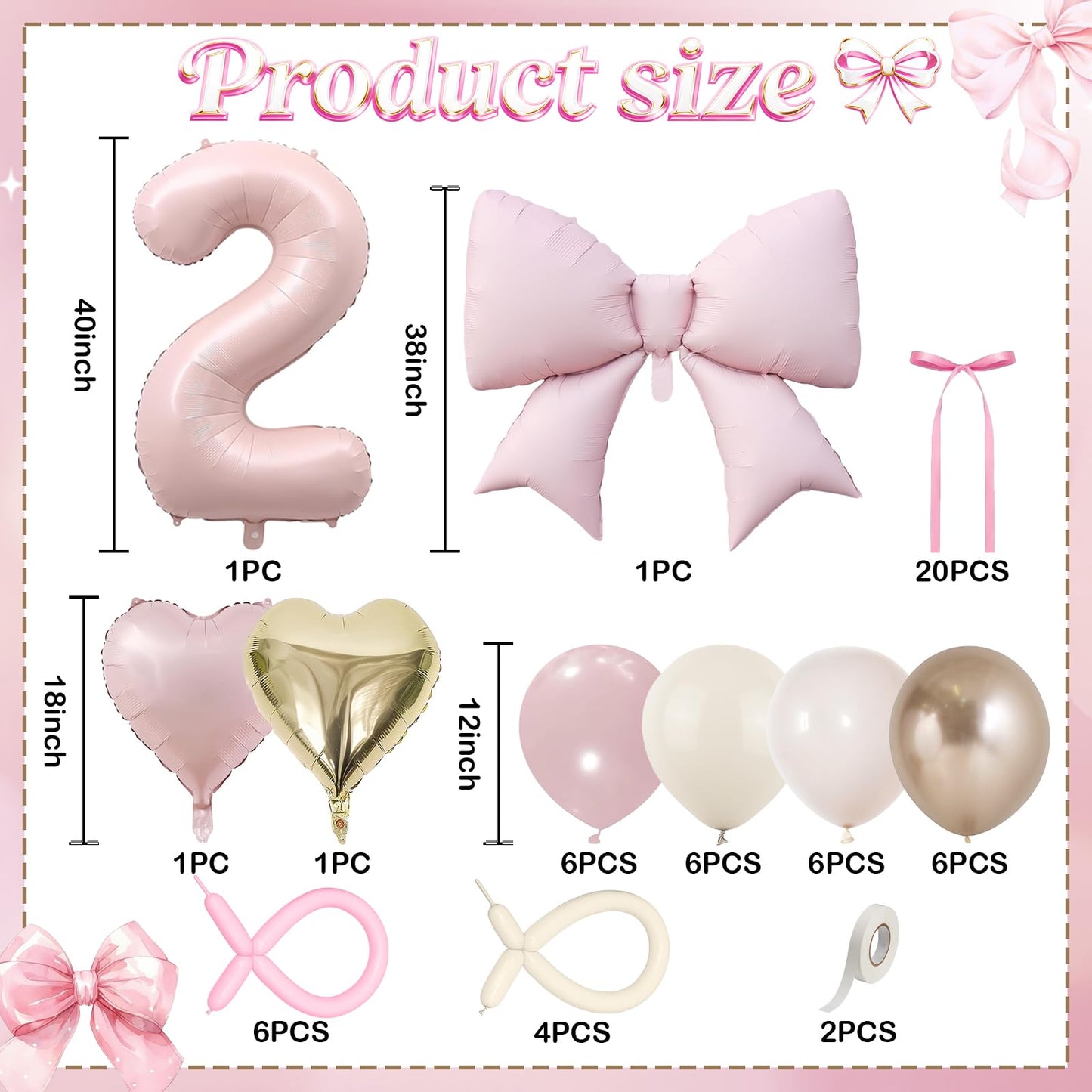 40 Inch Dusty Pink Balloon Number 2, Blush Pink Gold Beige Latex