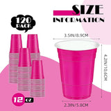 120 Pcs Hot Pink Plastic Cups Valentines Day plastic Disposable cups