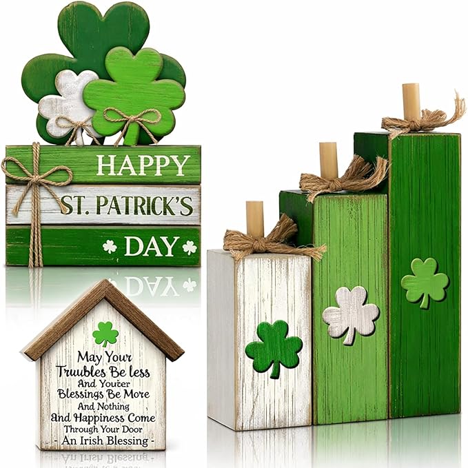 8 Pcs St Patricks Day Decoration St Patrick's Day Table Wood