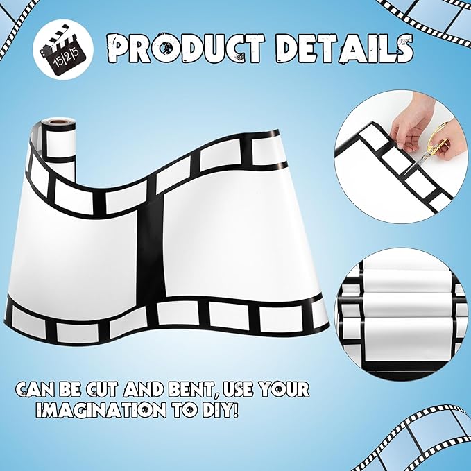 Gejoy 2 Rolls Filmstrip Tape Movie Party Decorations Filmstrip