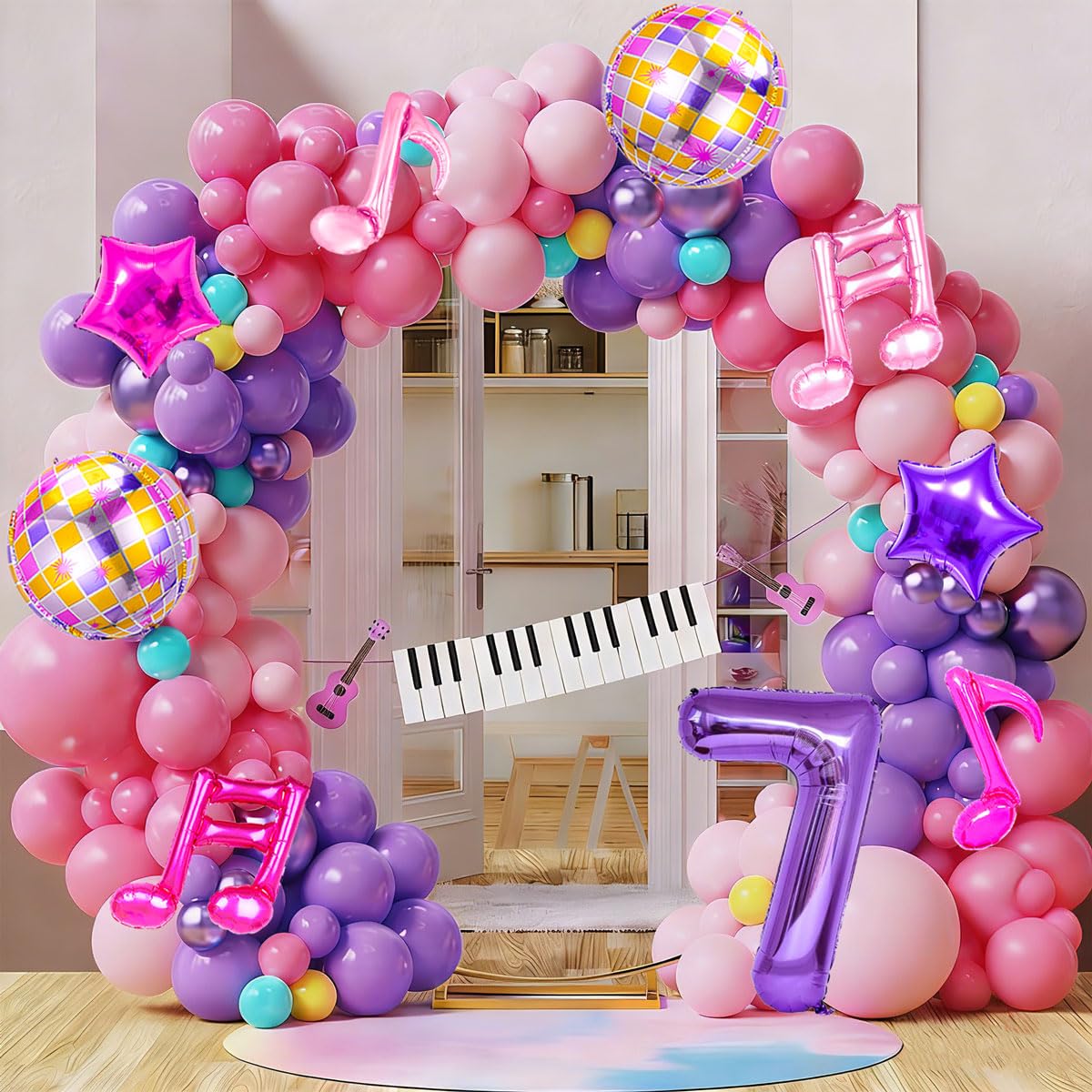 9Pcs Kpop Birthday Decorations - Kpop Music Balloons Hot Pink Mus 7