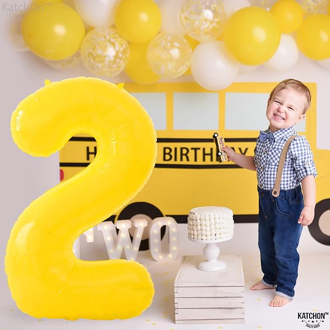 KatchOn, Giant Yellow 2 Balloon Number - 40 Inch | Two Birthday