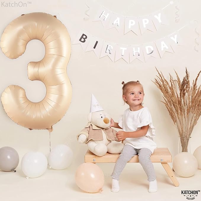 KatchOn, Giant, Number 3 Balloon Caramel - 40 Inch | Number Three