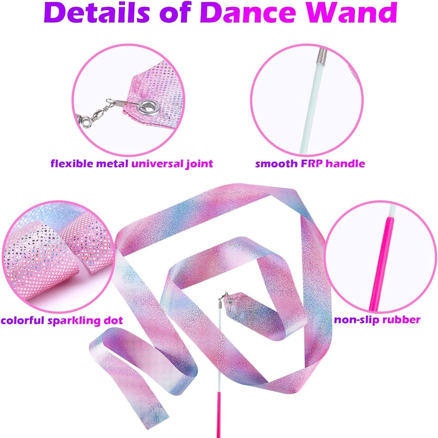 HiUnicorn 30PCS Sparkling Dance Ribbon for Kids Girls Princess Mermaid