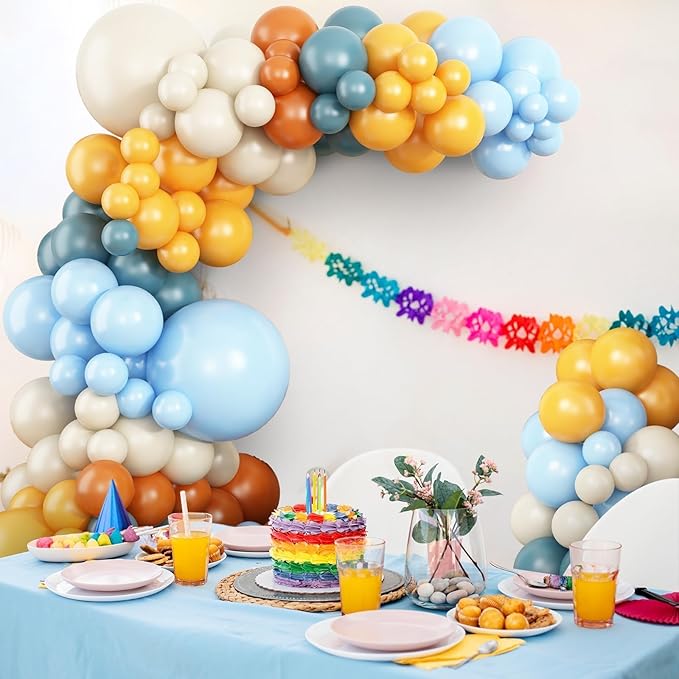 Here Comes the Son Balloon Arch Kit Retro Blue Yellow Boho Balloon