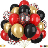Black Red Gold Balloons, 60pcs 12Inch Black and Red Balloons,Metal