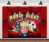 Movie Night Backdrop Fabric 10x6.5ft Cinema Popcorn Light Movie