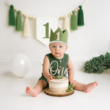 Wild One High Chair Banner Green Baby 1st Birthday Outfit Boy