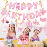Zwiebeco Pink Gold Ballerina Happy Birthday Banner Bunting Hanging
