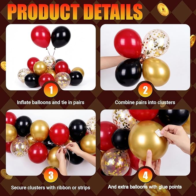 Casino Theme Party Decorations Casino Red Black Gold Balloon Garland