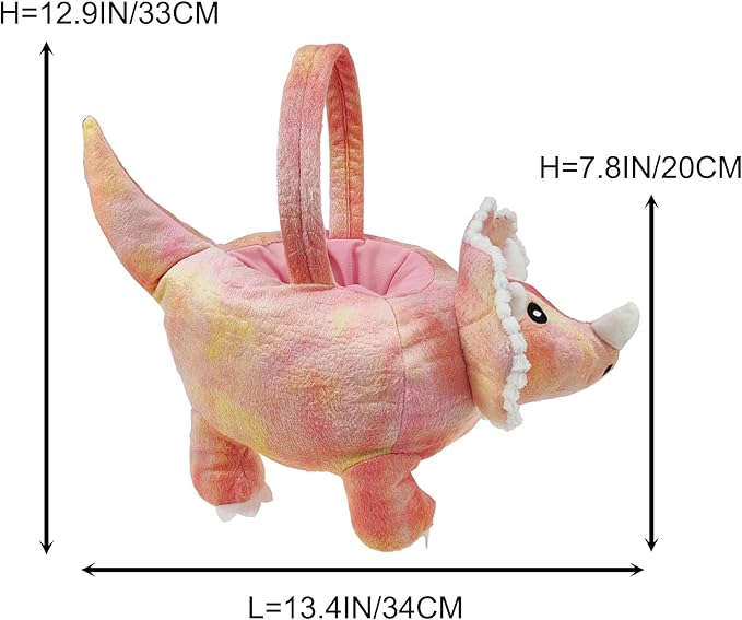 3D Triceratops Plush Basket Easter Egg Hunting Basket