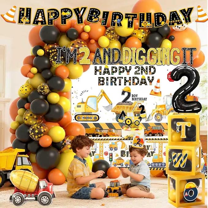 Construction 2nd Birthday Party Supplies Boy Dump Truck Digger Zone