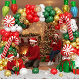 164Pcs Christmas Balloon Arch Garland Kit Xmas Red White Green Gold