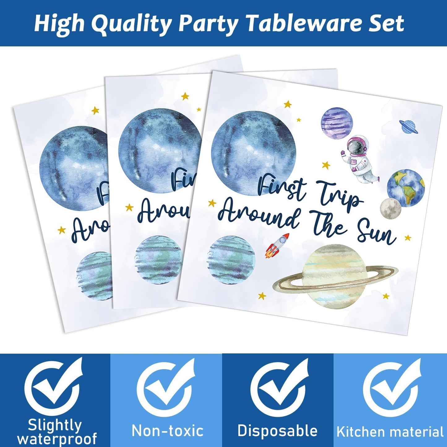 200 PCS First Trip Around the Sun Birthday Tableware Disposable