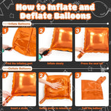 25PCS Halloween Black Orange Square Foil Balloons Wall Backdrop