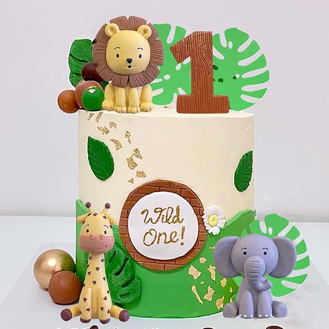 Safari Animal Cake Toppers Jungle Wild One Cake Decorations with