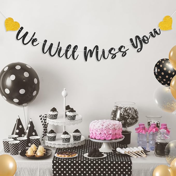 We Will Miss You Banner Decorations Goodbye Party Banner Retirement