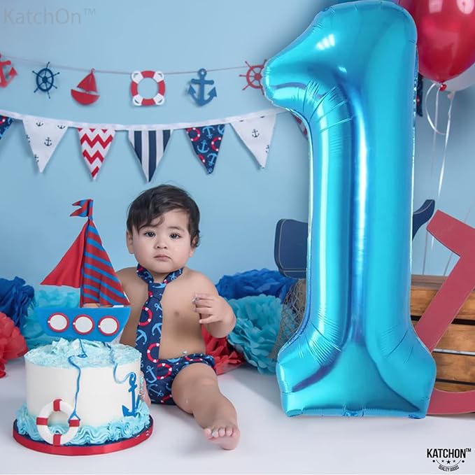 KatchOn, Blue Number 1 Balloon for 1st Birthday - 40 Inch | 1 Balloon