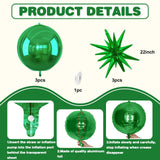 6Pcs Green Foil Balloons,22Inch Metallic Green 4D Round Ball Balloon