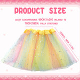 JaGely 9 Pcs Ballet Tutu for Girls Rainbow 3 Layers Fluffy Multicolor