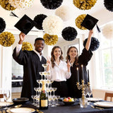 NICROLANDEE Black and Gold Party Supplies for 2026 Graduation - 12PCS