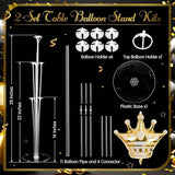 2 Set Black and Gold Balloon Stand Kits Gold Crown Balloons Sticks