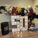 Black Burgundy Gold Balloons Arch Kit Maroon Black Gold Balloons
