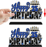 LINGTEER Happy 35th Birthday Blue Acrylic Table Topper Centerpieces