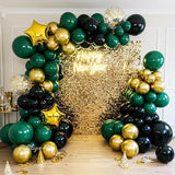 Double Stuffed Dark Green Black Gold Balloon Arch Kit 104Pcs Emerald