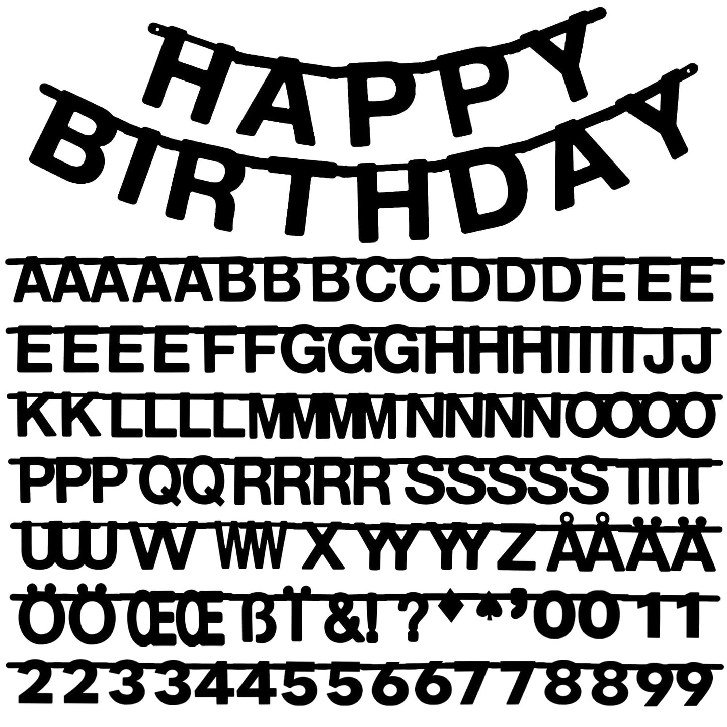 SUNBEAUTY 146 Pcs Black DIY Make Your Own Banner Customizable Letters