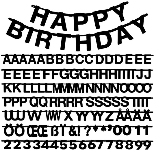 SUNBEAUTY 146 Pcs Black DIY Make Your Own Banner Customizable Letters
