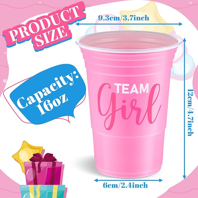 30 Pcs Gender Reveal Plastic Blue Pink Cups Gender Reveal Cups
