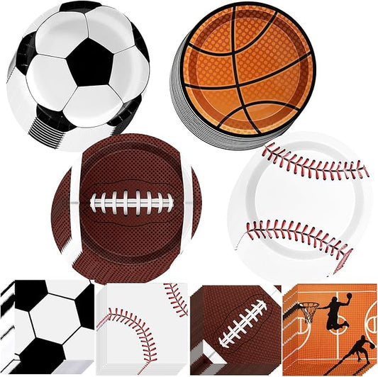 Sports Birthday Party Decorations 80Pcs Sports Party Plates and