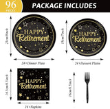 96 Pcs Retirement Party Plates Napkins Tableware Set Happy