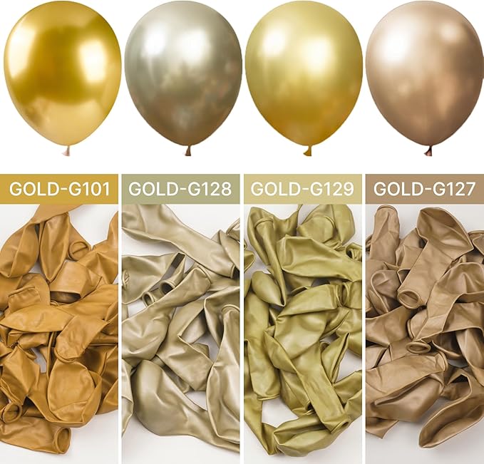 PartyWoo Gold Balloons 140pcs Different Sizes of 18 12 10 5 Inch Gold