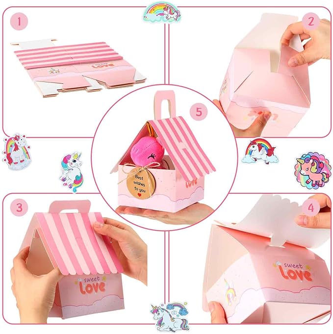 100 Pcs 16 Sets Unicorn Party Favor Mini Unicorn Stuffed Animals
