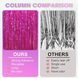 Voircoloria 4 Pack Pink Foil Fringe Backdrop Curtains, Tinsel