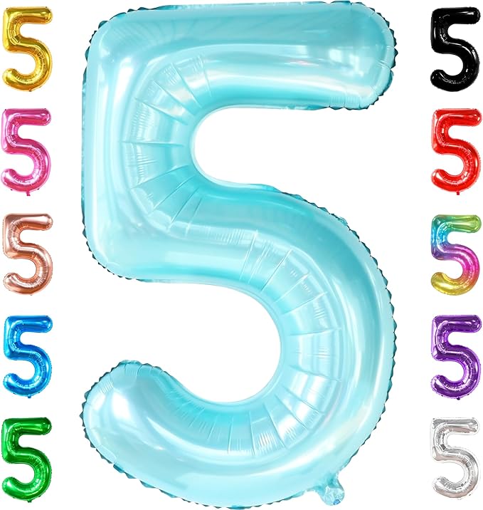 KatchOn, Big Light Blue 5 Balloon Number - 40 Inch | Light Blue