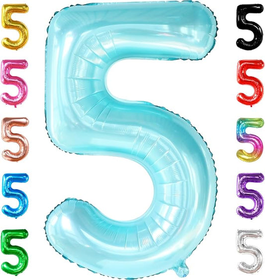 KatchOn, Big Light Blue 5 Balloon Number - 40 Inch | Light Blue