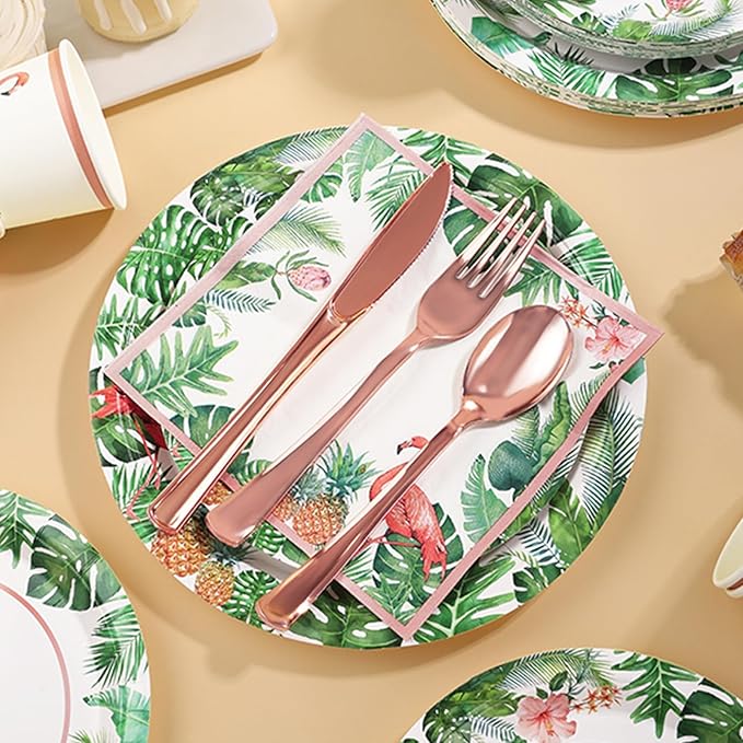 175Pcs Hawaiian Luau Party Decoration Luau Plates and Napkins Party