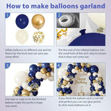Blue and Gold Balloons Arch Kit, Navy Dark Blue Latex Balloon Arch