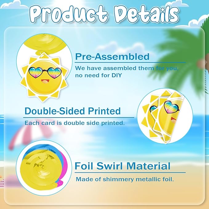 Summer Pool Hanging Swirls, 36Pcs Pool Beach Ceiling Hanging Decor