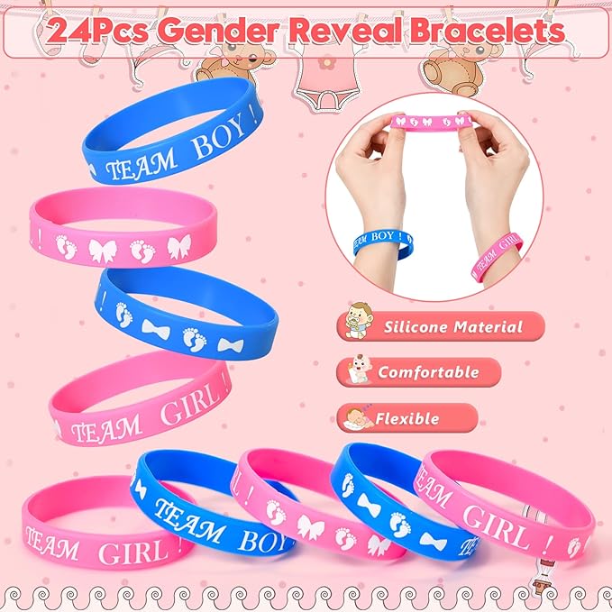 Baby Gender Reveal Party Favors Supplies Ideas Team Boy or Girl Pins