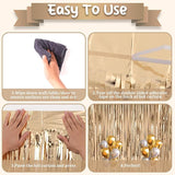 Voircoloria 2 Pack Champagne Foil Fringe Backdrop Curtains, Tinsel
