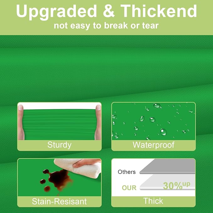 QIKSION Green Plastic Table Cloth Disposable 6 Pack, 54 x 108 Inch