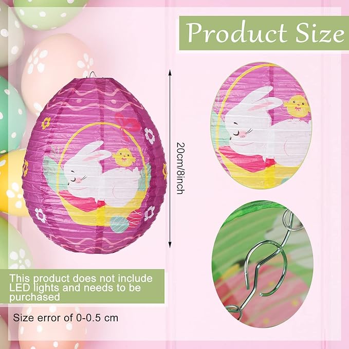 12 Pcs Easter Party Hanging Paper Lanterns Easter Eggs Bunny Chick