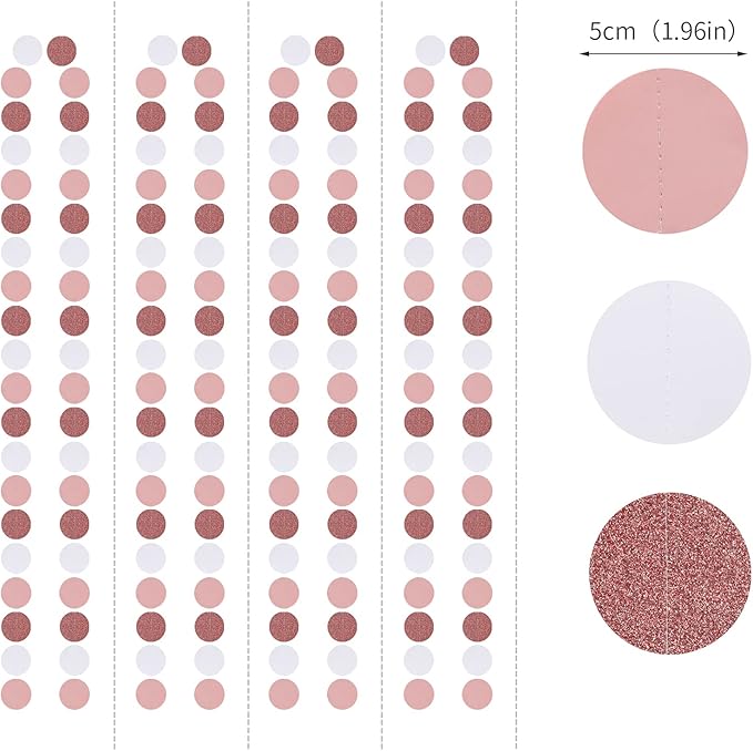 Rose-Gold Pink-White Party Decorations Paper-Garland - 52Ft