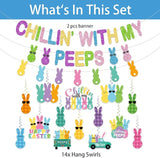 Easter Banner No DIY Glitter Colorful Chillin with My Peeps Banner