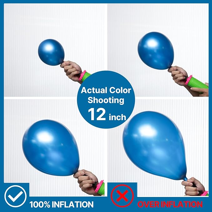 PartyWoo Metallic Blue Balloons 100pcs Different Sizes of 18 12 10 5