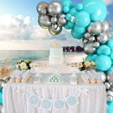 Teal Balloon Garland Kit, 100 Pcs Metallic Silver and Teal Blue